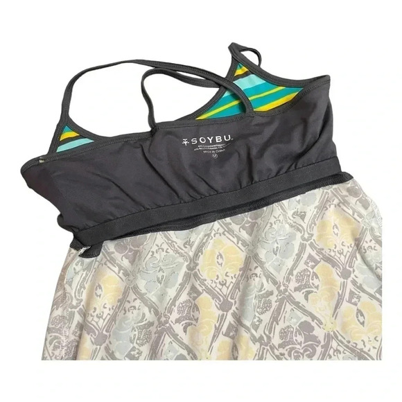 Soybu Yoga Exercise Athletic Dress Yellow Teal Strappy Back Womens size Medium - Picture 9 of 13